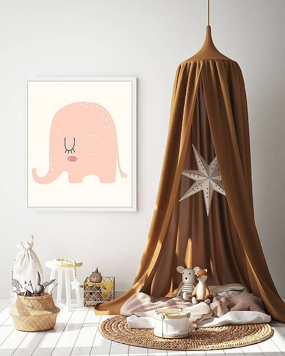 home24 Wanddecoratie The Elephant in meerdere kleuren, 53 x 63 cm
