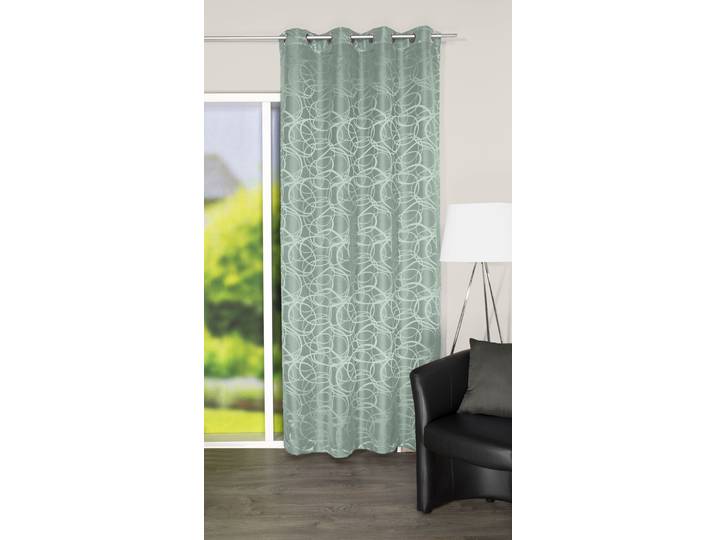 Gardine HOME WOHNIDEEN LENNY Gr. 1, grün (lindgrün), B:140cm H:245cm, Jacquard, Polyester, Gardinen, Gardine, DEKOSTOFF, JACQUARDMUSTERUNG, ÖSEN
