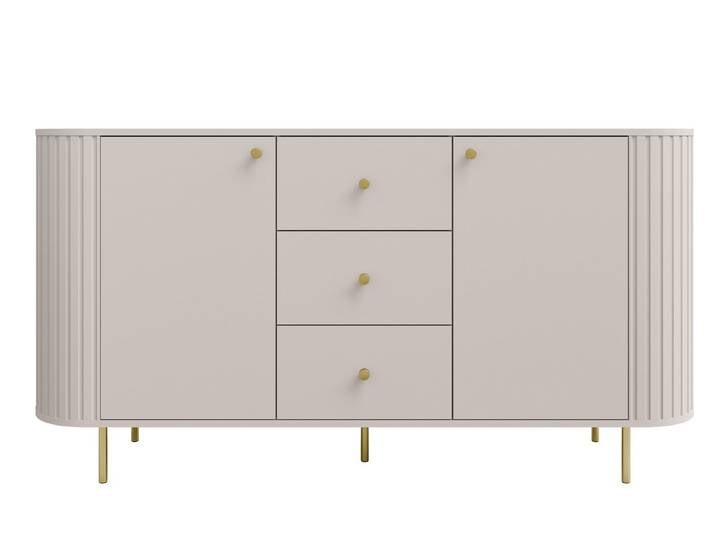 Compleo Kommode eiche cremona oder beige, drei Schubladen und zwei Türen ZANTO