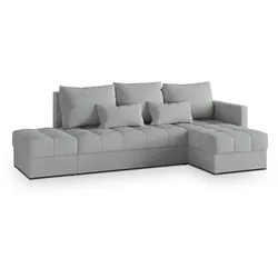 ECKSOFA LUMARI R-S Hellgrau Plüsch-Stoff mit Schlaffunktion