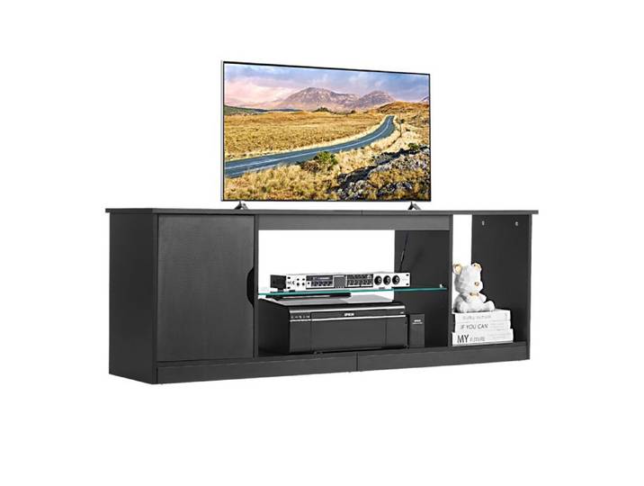 Meuble TV pour Télévision jusqu'à 165 cm-VEVOR-Banc TV Moderne en Bois-Centre de Divertissement avec Bande Lumineuse-Noir