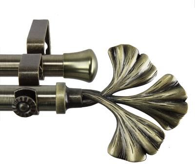 InStyleDesign Luck Adjustable Antique Brass Double Curtain Rod - Antique Brass