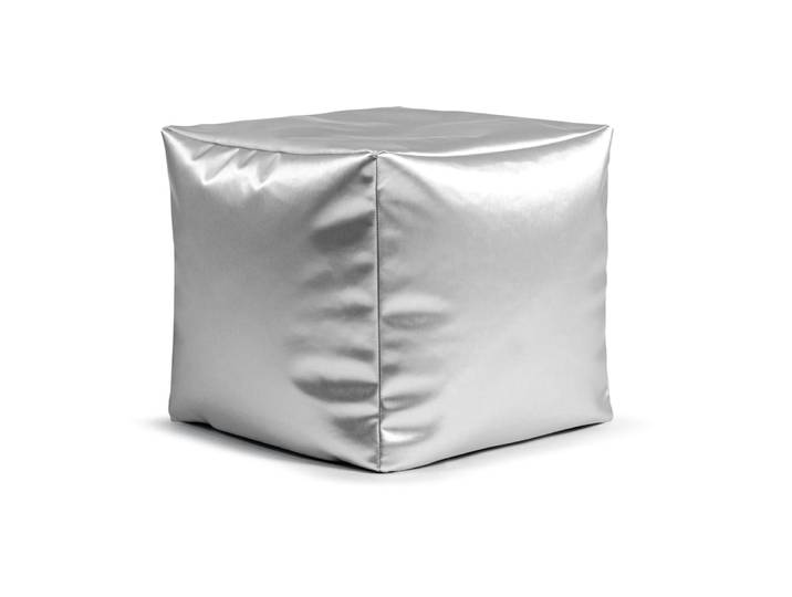 Pouf carré métalisé effet cuir argent 40x40x40 cm