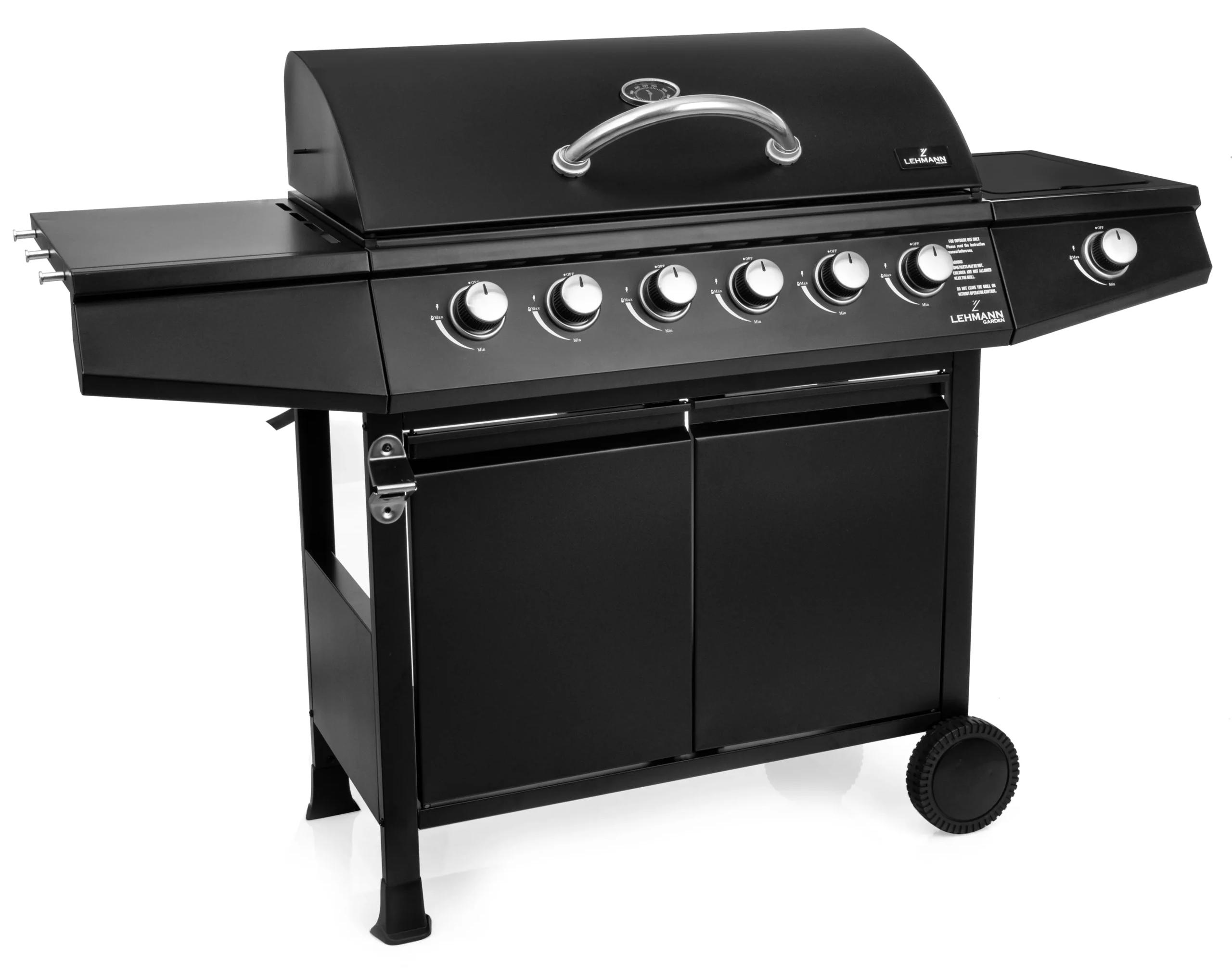 Gasgrill Lehmann Vegas Black 6+1, 12,9 kW, Gusseisenrost