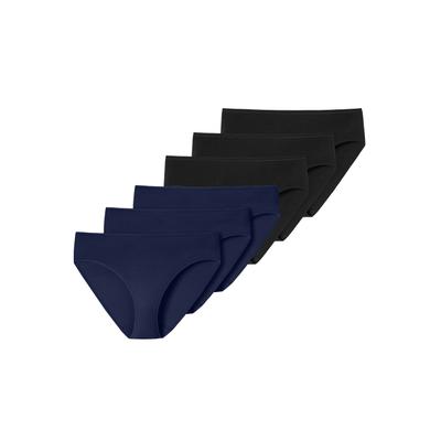 Slip SCHIESSER "Slip 6er Pack", Damen, Gr. 46, 6 Stk., bunt (schwarz, dunkelblau), Unterhosen Slip