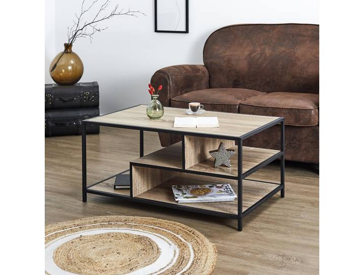 Table Basse - HOME DECO FACTORY - Edison - Indus - Marron et Noir
