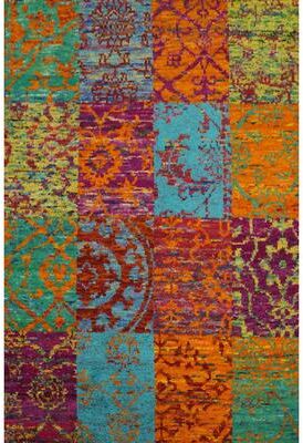 Rug Source Hand-knotted Modern Wool Multi-Colored All-Over/ Abstract Area Rug - 6' 3'' X 4' 8''