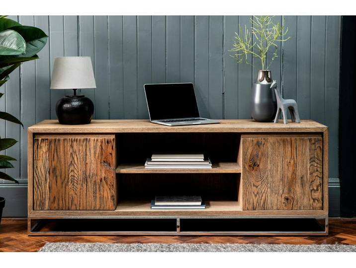 Meuble TV moderne chêne acier 150 cm RIVERSIDE