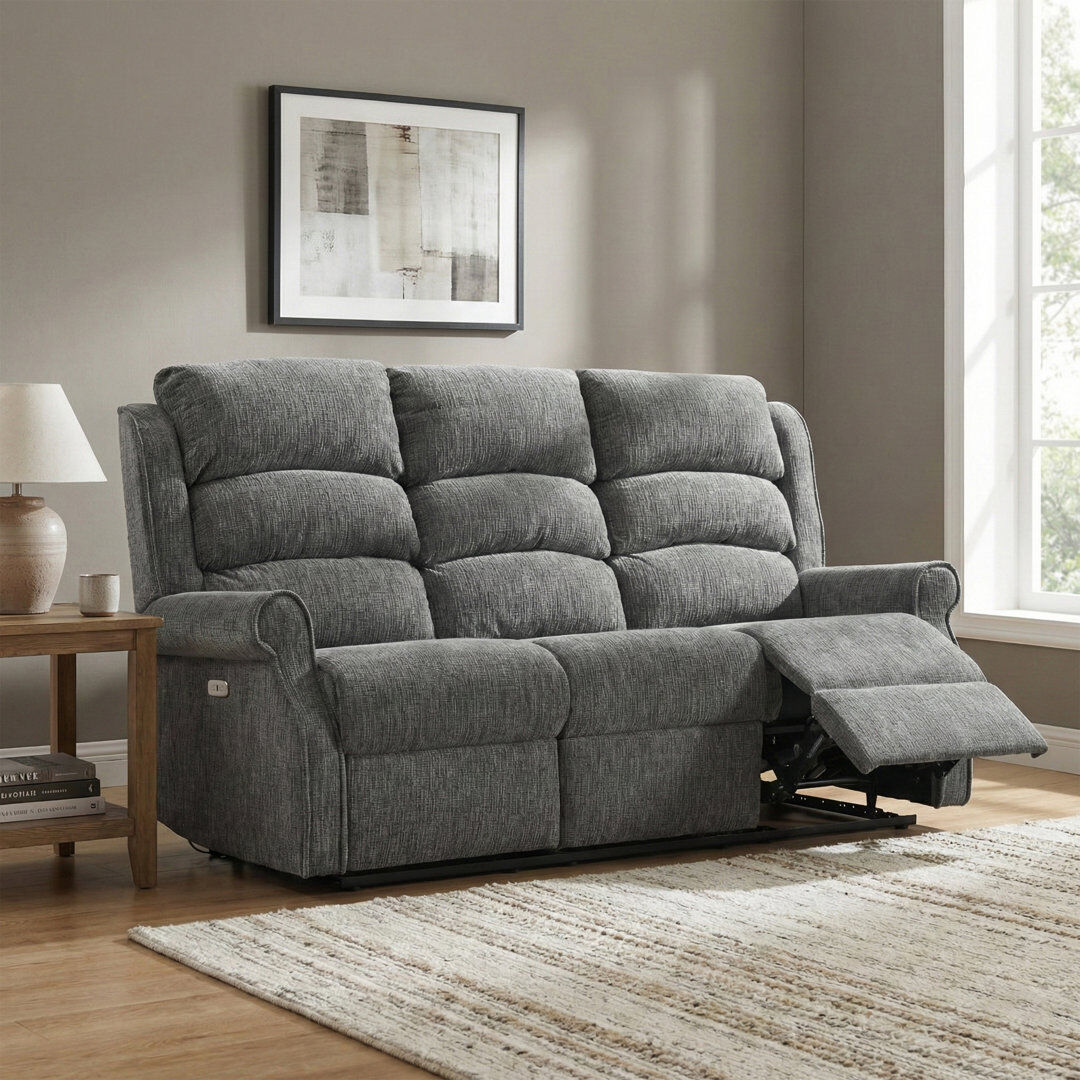 Lark Manor Constantino 3 Seater Electric Reclining Sofa Grey 106cm H X 185cm W X 90cm D