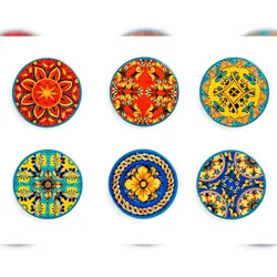 Excelsa Set mit 6 Untersetzern Trinacria Keramik 10,5 cm Bunt