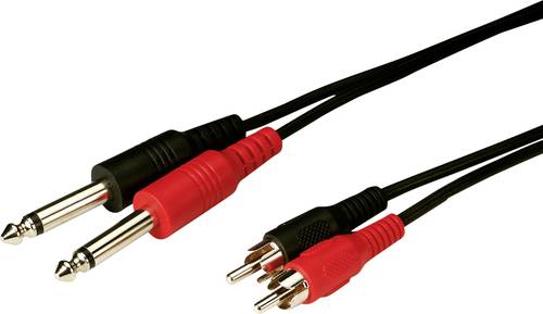 Monacor 0064970 Audio Verbindungskabel [2x Cinch-Stecker - 2x Klinkenstecker 6.3mm (mono)] 1.5m Schwarz
