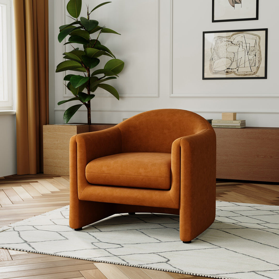 Pia Ricco Esly 82Cm Wide Barrel Chair Rusted Orange Velvet 74.93cm H X 82.04cm W X 77.98cm D