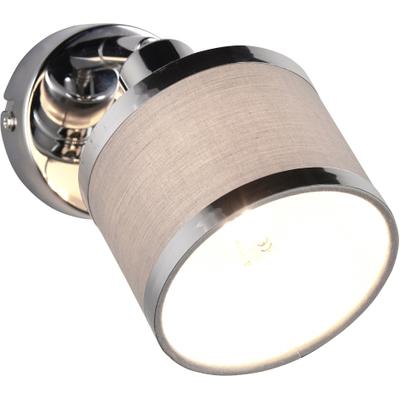 TRIO LEUCHTEN Deckenstrahler "AROSA, Spot, Metall chrom Stoff grau, exkl. E14 max 28W", beige (chrom, grau), 1, H: 15,5cm, 1 Stk., Leuchten, Deckenspot, Stange mit drehbaren kippbaren schwenkbaren Spots Ø10cm, Deckenstrahler