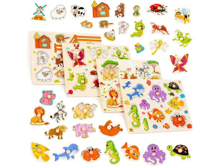 Steckpuzzle 4er Set Wildlife Holz