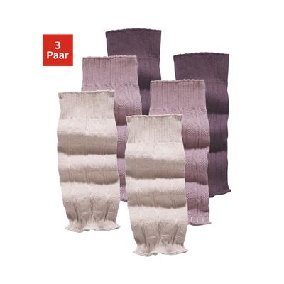 Stulpensocken LAVANA "Damen Winter Beinwärmer, Boot Abdeckung", Damen, lila (1x beere, 1x mauve, 1x beige), Baumwolle, Polyamid, unifarben, elastisch, Socken, für Stiefel und Boots
