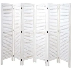 Mendler Paravent HWC-G30, Trennwand Sichtschutz Raumteiler, Shabby-Look 170x240cm ~ weiß