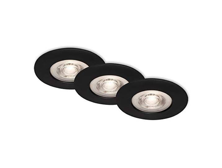 BRILONER Leuchten - Luminaires encastrés à LED\, jeu de 3 lampes encastrées\, plafonniers dimmables\, 5 watts chacun\, 460 lumens chacun\, 3 000 Kelvin\, IP44\, noir mat\, 90x25 mm (DxH)