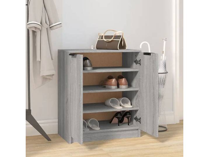 NEUF Meuble de rangement élégant abri de chaussures - Meuble à chaussures Sonoma gris 59 x 35 x 70cm Bois d'ingénierie FR00_5803808