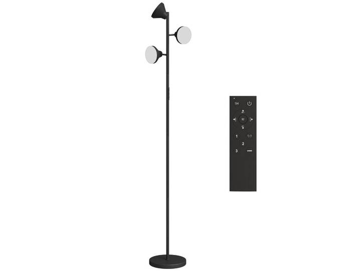 Homcom Stehlampe Dimmbar mit Leselampe, Stehleuchte Farbwechsel, Schwarz, Metall, LED integrated, 25x170x25 cm, Lampen & Leuchten, Innenbeleuchtung, Stehlampen
