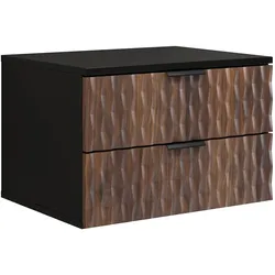 WASCHBECKENUNTERSCHRANK Java 2 Schubladen Walnuss Braun mit Schwarz - 63 x 48 x 40 cm