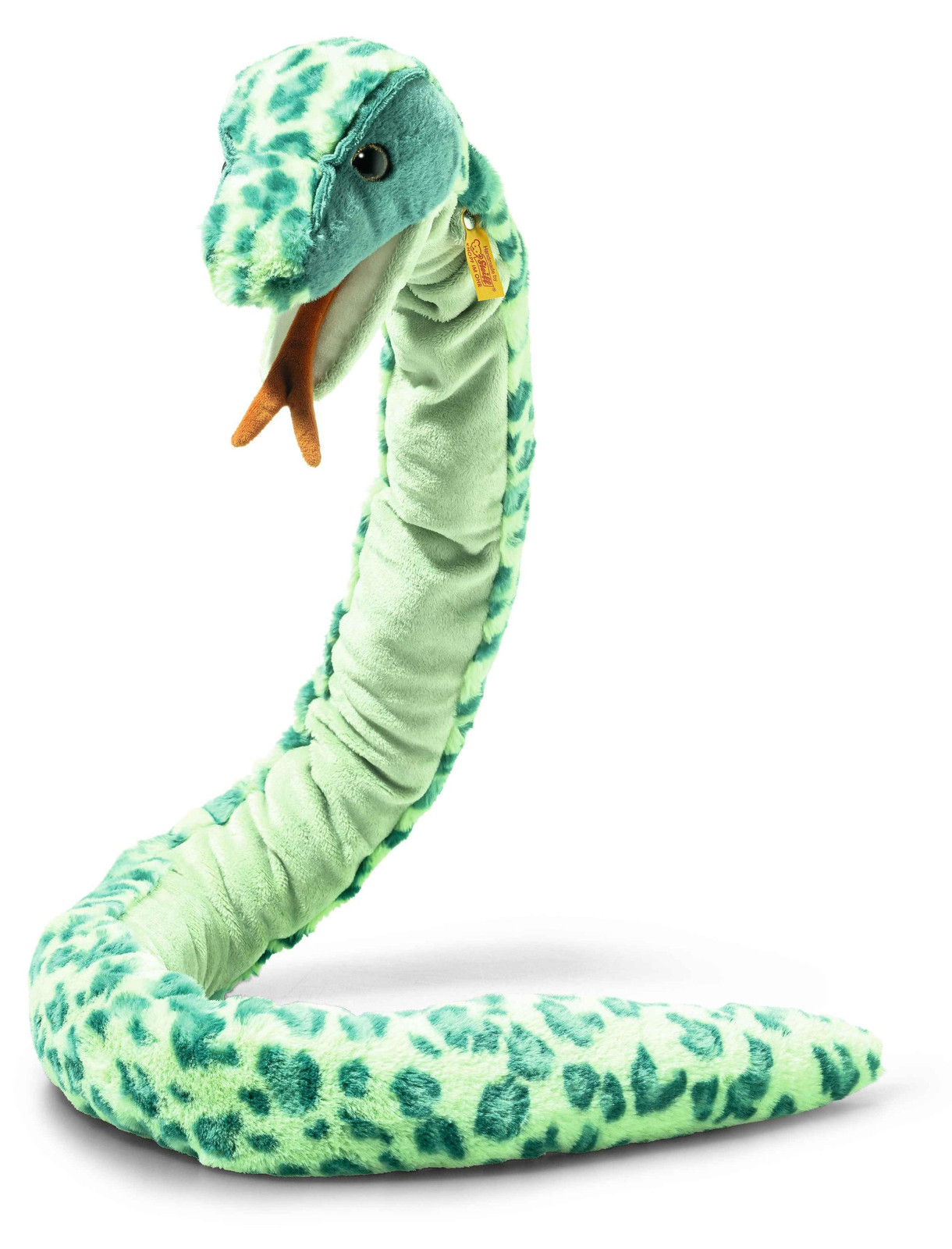 Steiff Margarete slang, groen, liggende positie, 130 cm
