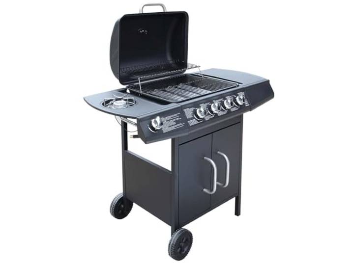 vidaXL Gasbarbecue 4+1 kookzone zwart