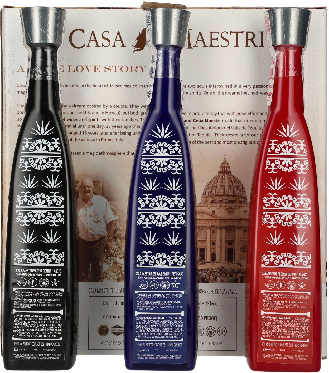 Casa Maestri MFM Tequila Gift Set 40% Vol. 3x0,35l