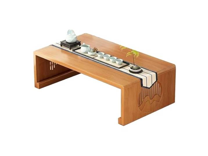 Klappbarer Couchtisch aus Bambus for Sitzen, geschnitzt, bodenstehend Esstisch geeignet for Tatami-Teestube mit Erkerfenster couchtisch