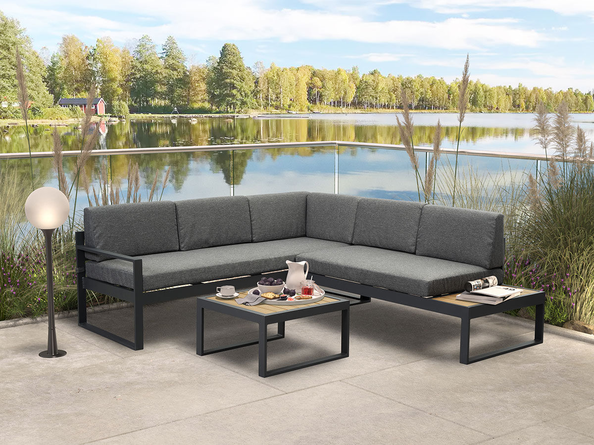 Florida Sofasæt I Mørkegrå Aluminium Med Mørkegrå Hynder