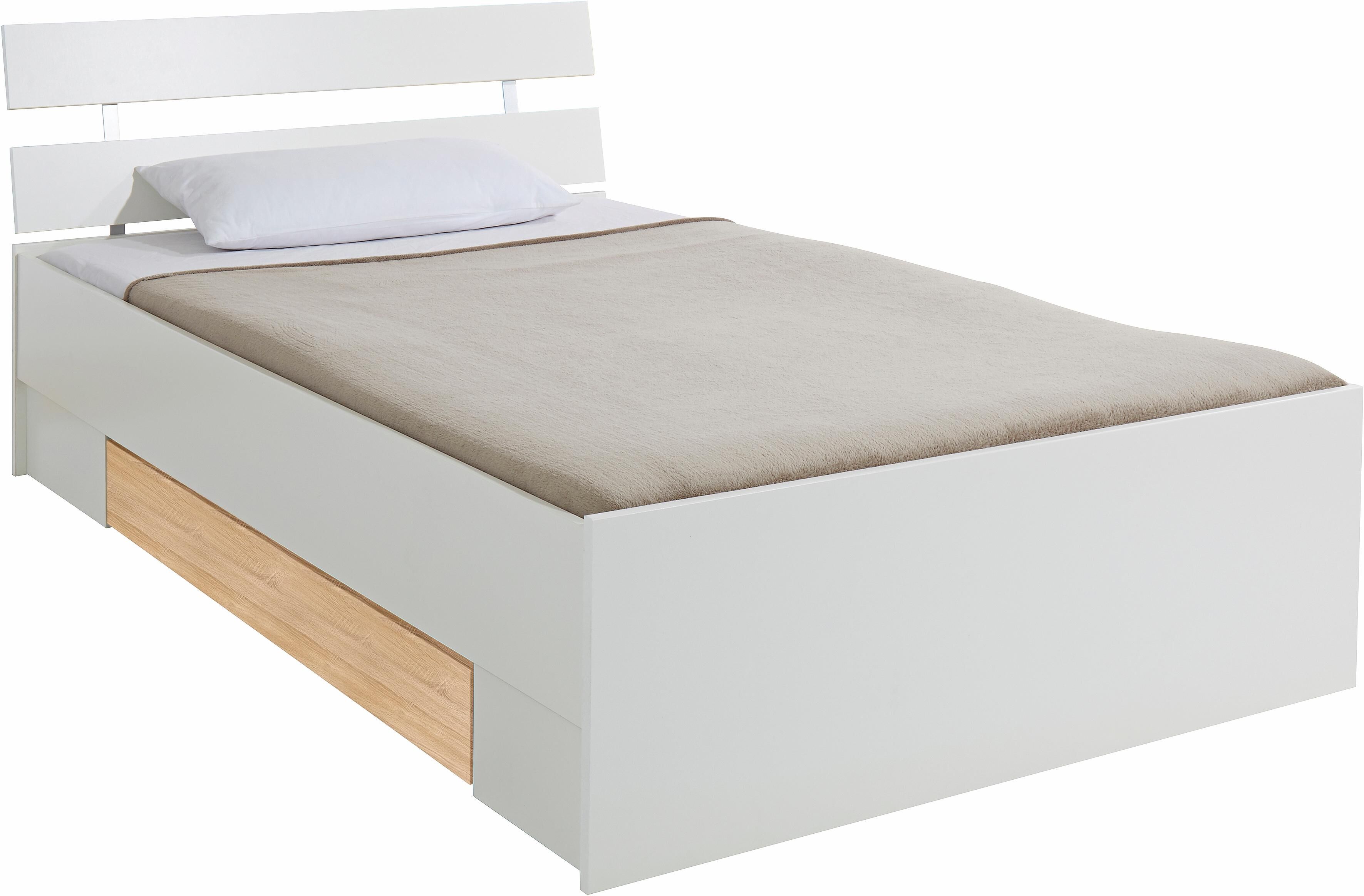 Bett PRIESS, weiss (weiß, struktureichefarben hell), Liegefläche Länge B: 200cm x 90cm, Betten, Bett weiß, struktureichefarben hell Liegefläche Länge B: 200cm x 90cm