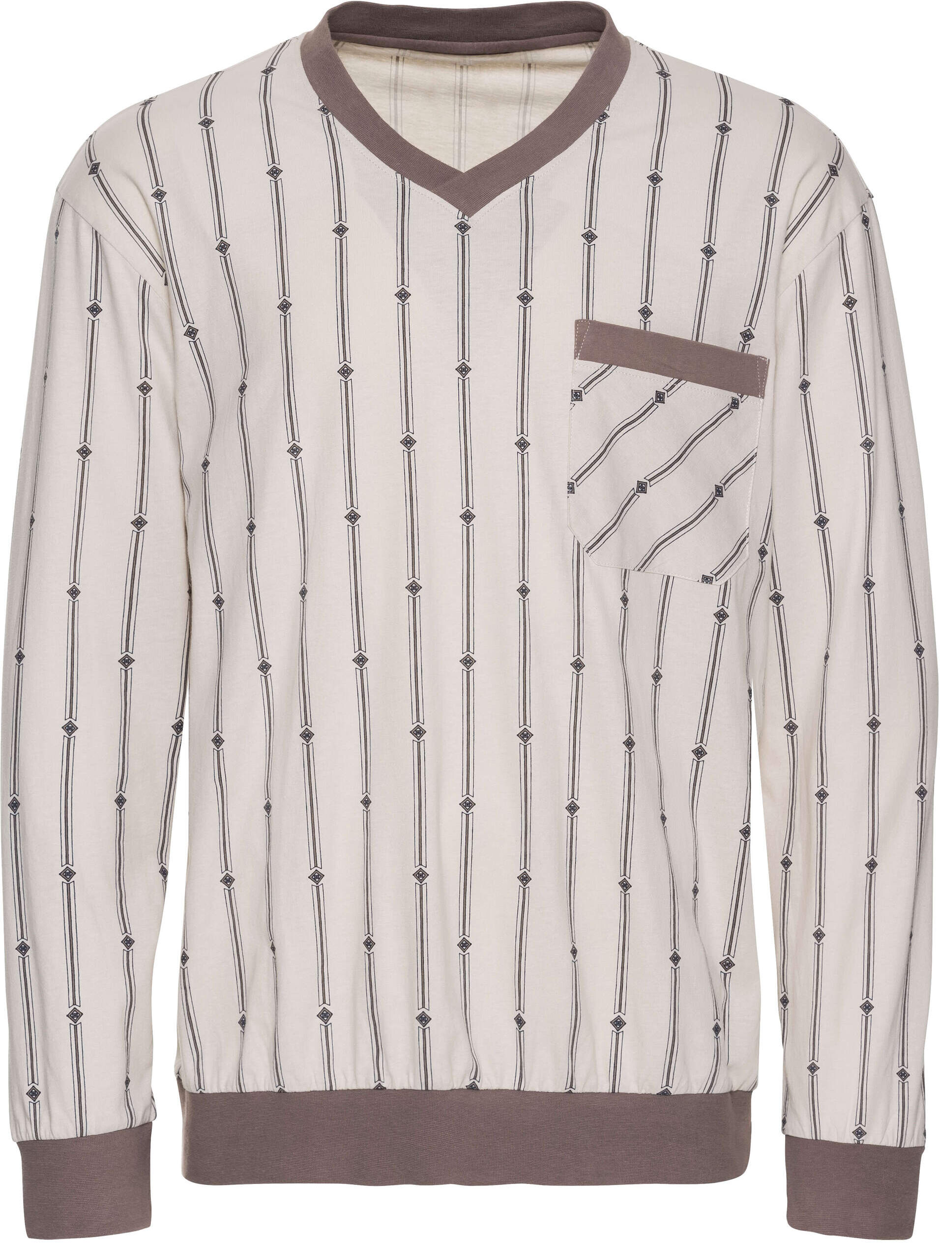 Schlafanzug WITT "Schlafanzug Schlafanzug", Herren, Gr. 44, natur, braun, V-Ausschnitt, Homewear-Sets Schlafanzug