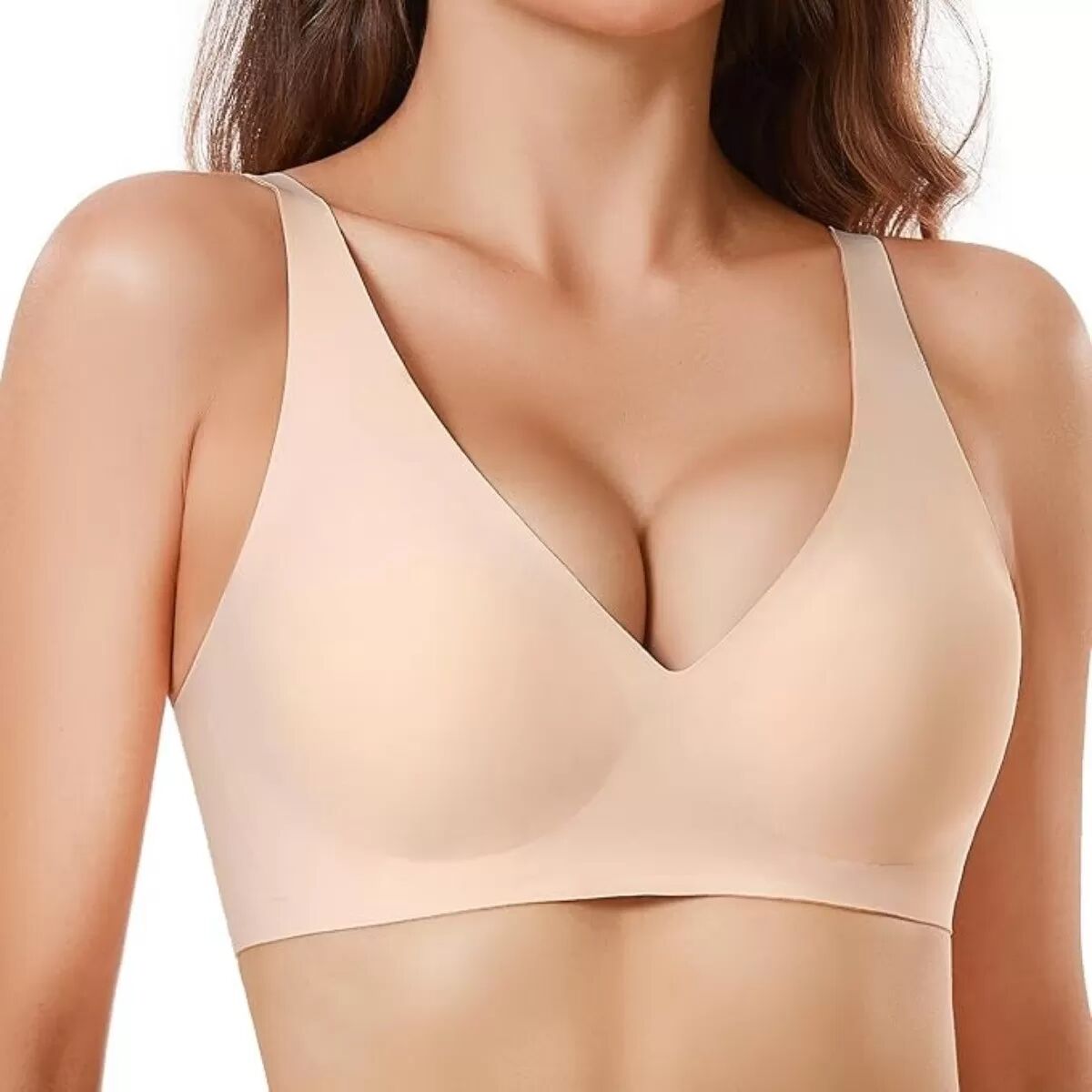 INF Nahtloser bügelfreier Damen-BH mit V-Ausschnitt, 3D-geformten Cups und Nylon-Spandex-Mischung Farbe