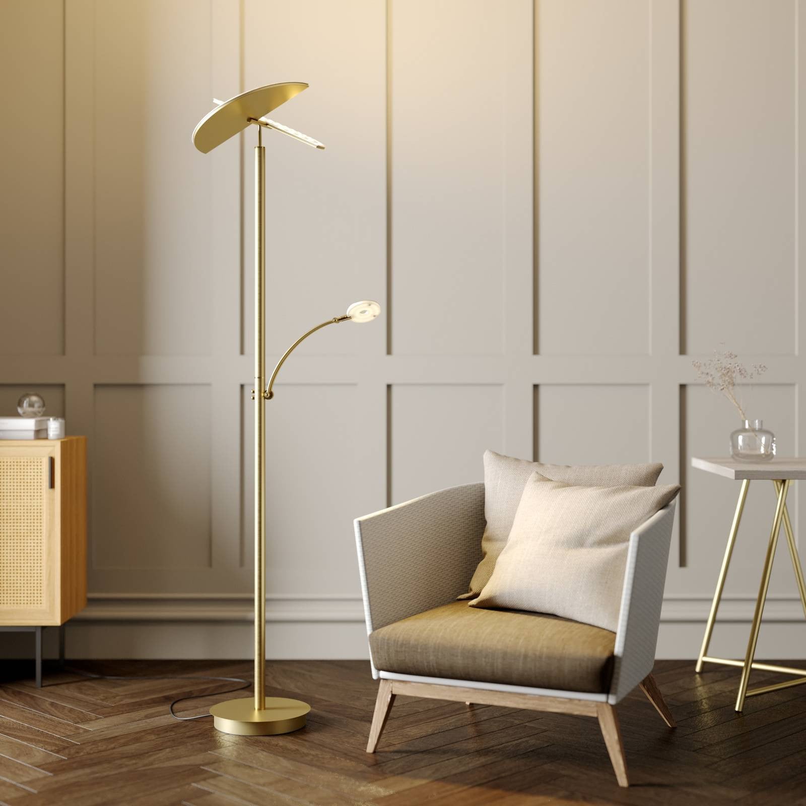 Lucande Anniki LED vloerlamp - Messing/Goud - Modern - Dimbaar
