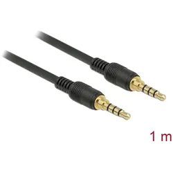 Delock Klinkenkabel 3,5 mm 4 Pin Stecker zu Stecker 1 m schwarz