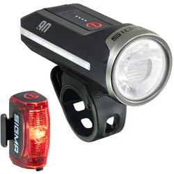 SIGMA SPORT Lampenset Frontleuchte Aura 90 + Rückleuchte Hiro 30 | St
