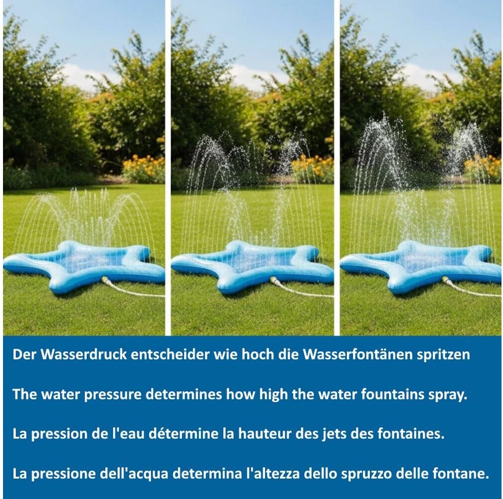 Planschbecken ALLEGRO "mit Sprinkler Star", blau (bunt), B:100cm L:100cm Ø:100cm, PVC, Planschbecken, Planschbecken bunt Ø 100cm