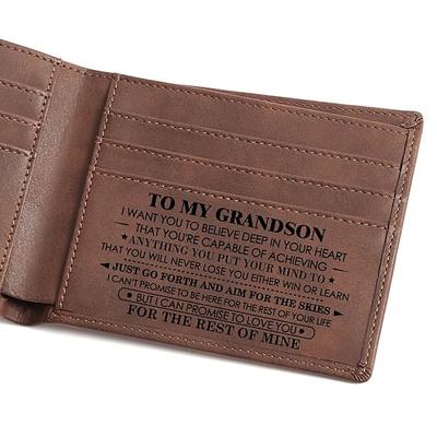 graviertes Echtleder Portemonnaie für Männer, lasergraviertes Vintage-Portemonnaie aus PU-Leder, perfektes Weihnachtsgeschenk, schmales horizontales Portemonnaie für Männer, trendy langlebig