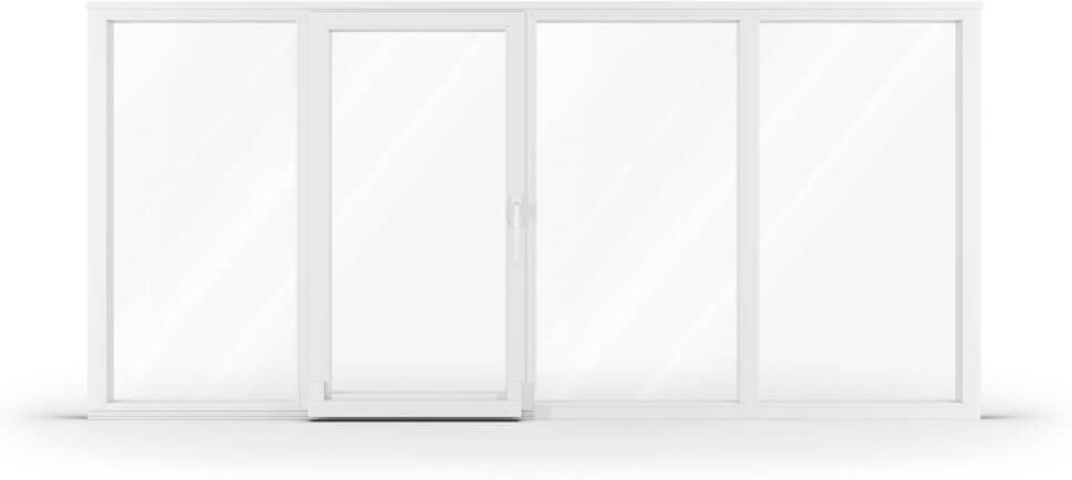 aluplast Baie coulissante 4 vantaux, PVC, 3010x1635 mm ou sur mesure, coulissante à translation, avec isolation thermique, porte coulissante