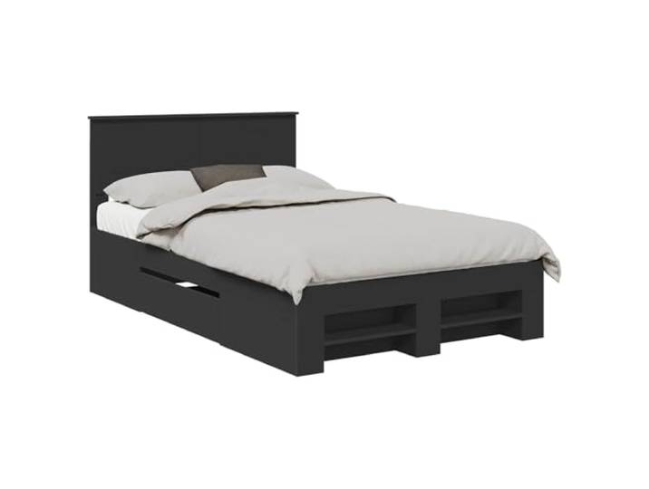 PUGYNBK Bettgestell Schwarz, 137 x 203 cm, aus technischem Holz Integriertes Kopfteil, minimalistisches Design, Innennutzung, einfache Reinigung, stabiler Stand
