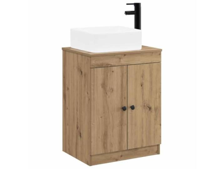 PUGYNBK Badezimmermöbel-Set aus Eiche, Artisan, technisches Holz Waschbecken mit Wasserhahn, Schminktisch mit Ablagen, feuchtigkeitsbeständig, einfache Montage