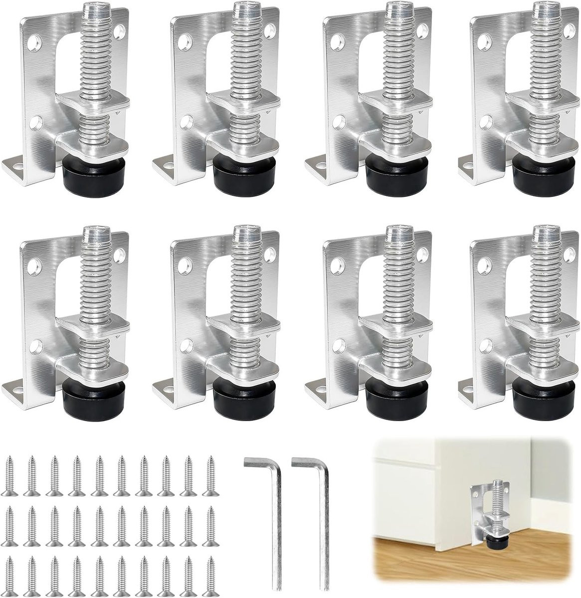 Set van 8 Verstelbare Meubelpoten - Nivelleringspoten met L-Design voor het Stabiliseren van Meubels - Zwaar Belastbaar