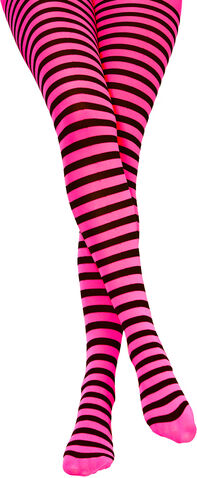 Ringelstrumpfhose "dünne Streifen", pink/schwarz