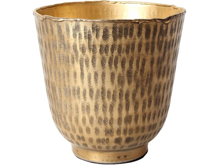 Übertopf Relief H17xD16cm gold - Material: Aluminium