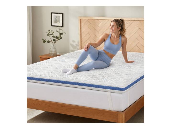 Elemuse, Topper 28D Gel Memory Schaum H3 Matratzentopper mit Reißverschluss, 7 cm hoch, 7/7,5/10 cm Höhen, ergonomisches 7-Zonen-Design, waschbarer Bezug