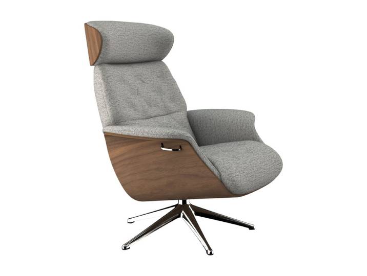 Relaxsessel, 100% Polyester, Sophisto Grau, 83×112×125 cm, Verstellbare Rücken- & Kopfstütze, Drehbar, Skandinavisch, Flexlux