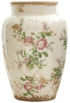 Nearly Natural "12.5"" Tuscan Ceramic Floral Print Vase"