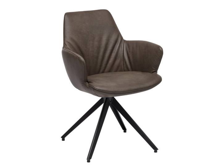 Bert Plantagie Armlehnstuhl, Graubraun, Metall, Leder, Anilinleder, Color-Finish-Leder, Uni, A-Form, 60x87x62 cm, Lederauswahl, Stoffauswahl, Sitzfläche 360° drehbar, Gestellauswahl, Esszimmer, Stuhl, Lederstuhl