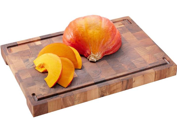 Tranchierbrett GEFU ENNO , braun, B:30cm H:4,5cm L:44cm, Massivholz, Schneidebretter, Tranchierbrett, Hackblock mit Saftrinne, Antirutschfüße
