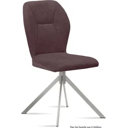 ESSZIMMERSTUHL (6er-Set) Dorthy 51x92x60 Edelstahl/Braun