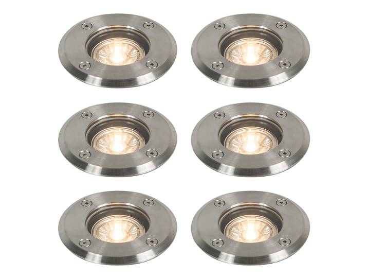 Lot de 6 spots de sol extérieurs en acier 11cm IP67 - Basic Round